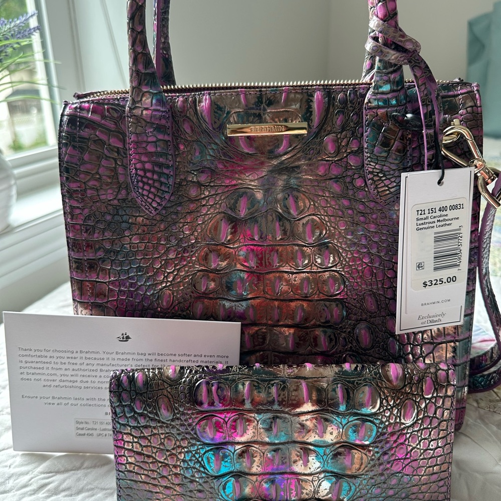 Brahmin Luminous Small Caroline Satchel with Matching Ady Wallet-Rare